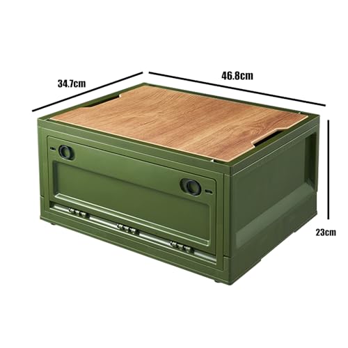 RMAN Aufbewahrungsbox mit Deckel 38L Campingbox Campingschrank Faltbar Transportbox Storage Box für Auto Kofferraum Organize mit 4 Rollen für Reisen im Freien, Camping, Familie, Camping Zubehör, Grün