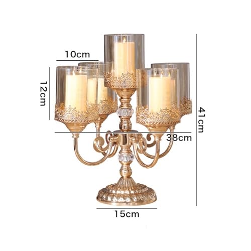 Chandelier à cinq têtes en métal et verre pour décoration de table - 3