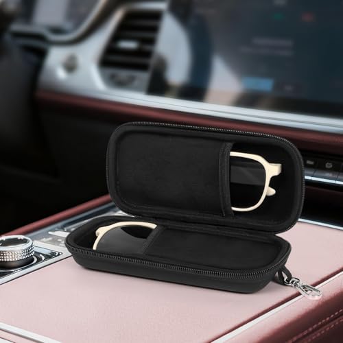 Image of Double Eyeglasses Case Hard Shell Dual Sunglasses Organizer with Zipper Closure Travel Eyewear Storage for Vehicle