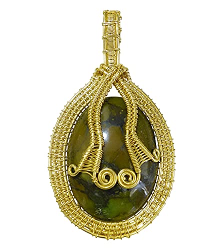 Pendentif Turquoise Plaqué Or de créateur, bijou de mode fait main pour homme et femme