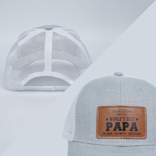 Image of Men's Hat Gifts - Men Cap Gifts for Christmas Father's Day Birthday Trucker Hat Leather Pattern Baseball Cap