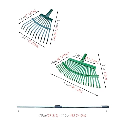 SRNSAEB Rake For Leaves Yard Tools for Gardening Heavy Duty - Stainless Steel Retractable Garden Rake/Leaf Rake Metal Tines Handle - Outdoor Rake for Leaves(25Tines) - Image 3