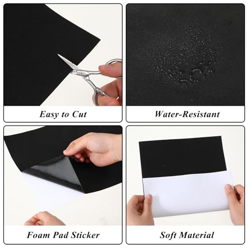 Giantree 10 Stück Moosgummi Selbstklebend Schaumstoffplatte, 295×213×1mm rutschfeste Schaumstoffmatte Schwarz Eva Schaumstoff Platten mit Kleberücken Selbstklebend Moosgummi Polster für Möbel