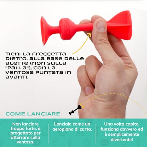 TOSSIT Spiel Saugnapf Darts, Indoor Outdoor Drinnen Draußen, Boccia, Petanque, Wurfspiel, Nachhaltig langlebig Silikon, Boden oder Wand, Family Pack, Rot Cyan Blau Gelb