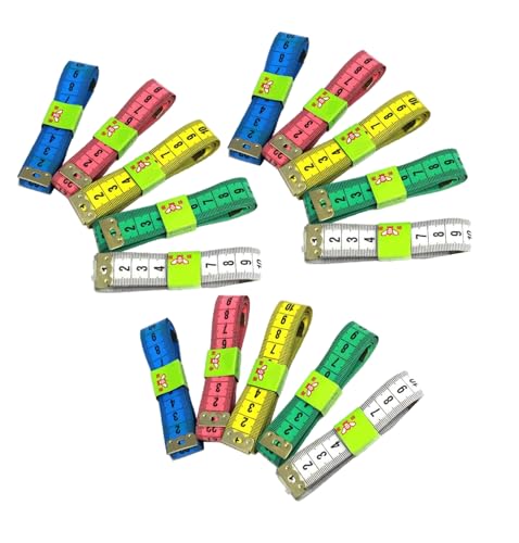 Kit com 12 Unidades Fita Métrica para Costura e Medida Corporal, 1,5 Metros, Nutricionista, Costurei