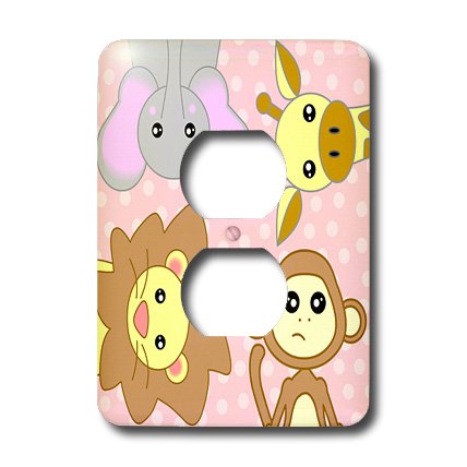 Double plaque de prise animaux de la jungle déco chambre bébé