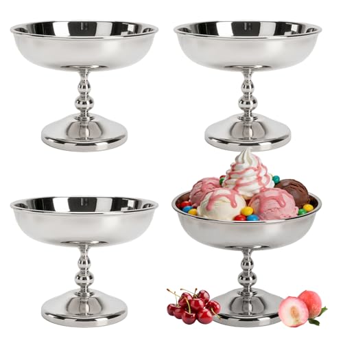 Hapivida Coupes à Glace, Ø10.5cm 180ml Bols à Dessert en Acier Inoxydable, Coupes Crème de Yaourt Bols Sauce Collations Bonbons pour Salade, Fruits,...