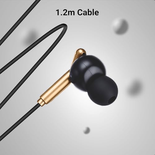 Zebronics Type-C Wired Earphones, in-Line MIC, Deep Bass, 1.2m Cable, 10mm Neodymium Driver, Light Weight, in-Ear Design, Compatible with Mobile, Tablet, Laptop (Bro C, Black + Gold) - Image 6