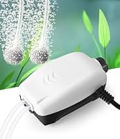 FEDOUR 2,5W Nano Whisper Aquarium Luftpumpe, 264LPH Leiser Einstellbar Sauerstoffpumpe mit 2 Ausgänge, Belüfter für 1-250L Aquarium