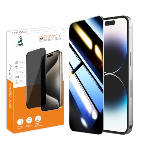 Image of AIBEX Privacy Tempered Glass for Apple iPhone 14 Pro | 9H Hardness | Anti-Spy Screen Guard | Anti-Fingerprint | Edge-to-Edge Privacy Protection | Bubble-Free Installation | Screen Visible Only to You