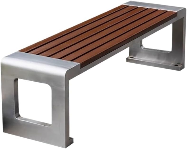 Garden Outdoor Garden Stainless Steel Bench, with Plastic Wood Sitting Surface, for Balcony Indoor Terrace No Backrest Chair Seat(Large)