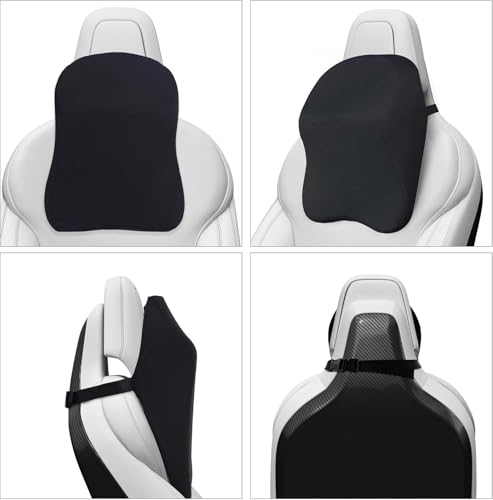 Image of Car Neck Pillow,Memory Foam Car Headrest Pillow for Neck Support, Breathable Removable Cover & Adjustable Strap, Ergonomic Design for Driving Comfort, Neck Pain Relief,Travel (2, 42CM-31CM-13CM)