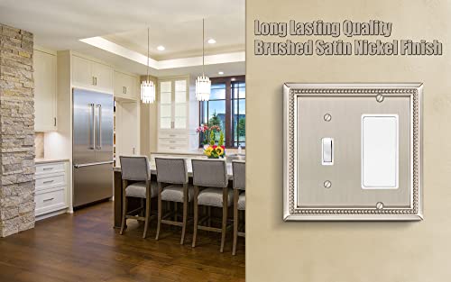 Image of Henne Bery Sunken Pearls Heavy Duty Decorative Wall Plate Switch Plate Outlet Cover (Toggle /Decorator, Satin Nickel)