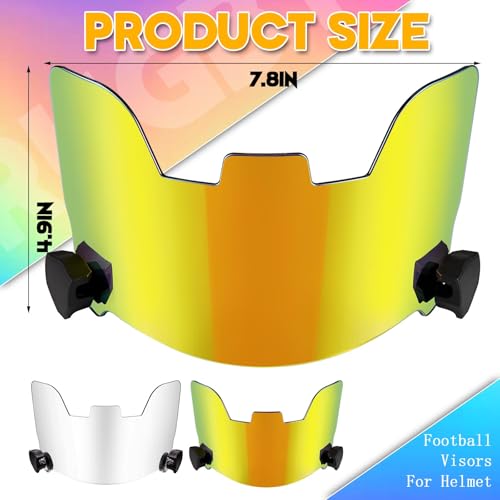 Image of Xuhal 2 Pcs Football Visor for Youth Adult Football Helmet Visor Lacrosse Helmet Eye Shield Eye Protection for Sport(Clear and Gold)
