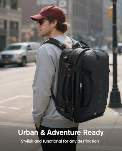 Tolaccea Travel Laptop Backpack, TSA Friendly Flight Approved Carry-on Business Rucksack Work Backpack with Extra Toiletry Bag, Dual Storage for 17.3" Laptop and 12.9" Tablet, 40-45L Expandable2