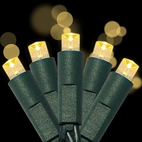 yongzhenlite UL Listed 50 Count 5MM Wide Angle Led Christmas Lights Set,Outdoor Mini Led String Lights for Garden Patio Trees Lighting Decorations,17 Feet Green Wire (Warm White) Cover
