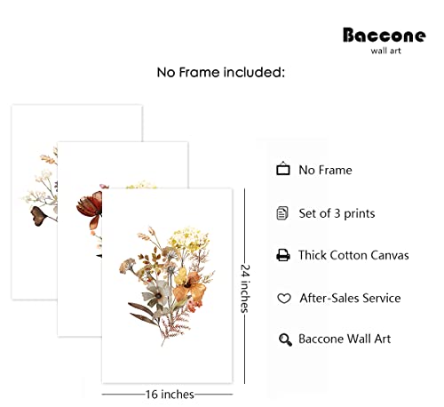 Watercolor Botanical Wall Art Print Set Of 3 Vintage Floral Canvas Wall Art Yellow Wildflowers Art Floral Picture Farmhouse Art Decor Modern Home Decor Art For Living Room Bedroom16X24 Inch Unframed #TOP1