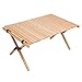 Tavolo Pieghevole in Legno Massello da Campeggio All'aperto Portatile Barbecue Tavolo da Picnic Multifunzione Tavolo per Auto Tavolo Portauova in Faggio con Custodia,Natural,90cm