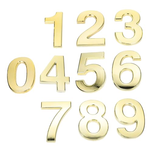 EXCEART 10 pezzi Targhetta Numeri Adesiva Dorata per Porta Casa e Cassetta Postale Design Galvanizzato Resistente per Interni ed Esterni