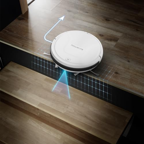 Rowenta X-Plorer Serie 45 Aspirateur robot, 3 modes de navigation, Capteurs anti-chutes, Batterie lithium-ion, Autonomie de 150 min RR8227WH, Tapis