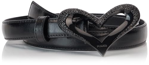 Pinko Love Heart H2 Belt Cuero Vintage Cinturón, Z99b_Black Limusine Block Color, XS para Mujer