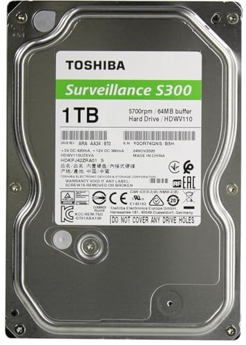 Toshiba S300 1TB 3.5 inch Surveillance Internal Hard Drive – SATA 6 Gb/s 5700 RPM 64 MB Cache