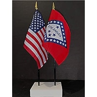 USA & Space Force Desk Flag Set - 2 Rayon Flags With Base Made In USA