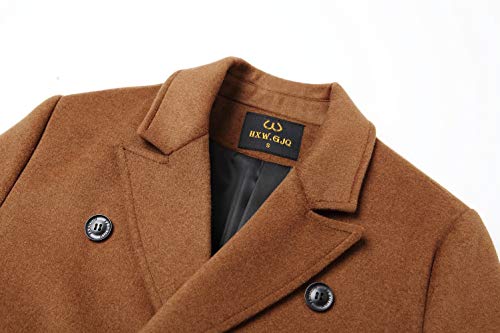 Image of Men's Premium Wool Blend Double Breasted Long Pea Coat