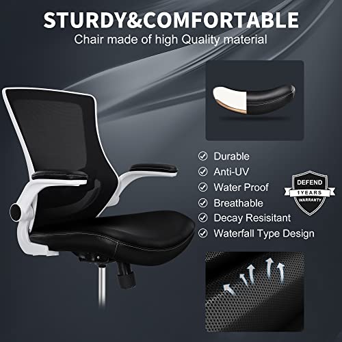 Misolant Desk Chair, White Office Chair, Ergonomic Chair, Mesh Office Chair With Adjustable Lumbar Support And Height, Recline Ergonomic Desk Chair Leather Office Chair For Home Or Office #TOP2