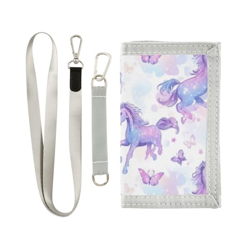 Wusikd Unicorns Kids Wallet for Boys Girls Butterfly Toddler Trifold Wallet Novelty Wallet for Teens Women Men