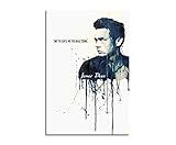 Paul Sinus Art James Dean II 90x 60cm Keilrahmenbild Kunstbild Aquarell Art Wandbild auf Leinwand fertig gerahmt Original Unikat