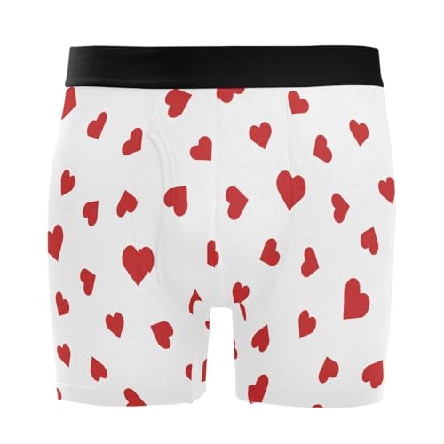 JHKKU Valentines Heart Boxer Briefs for Mens Soft Comfort 4' Athletic Underwear with Fly, X-Large