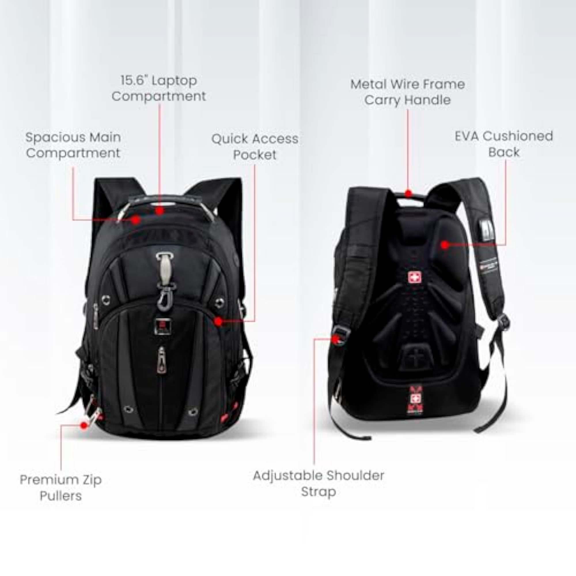 Laptop Backpack with USB Charging Port, Water-Resistant