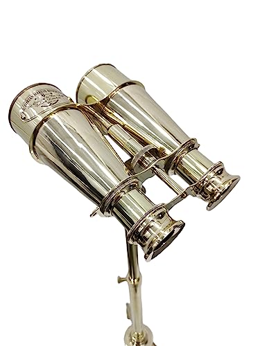 Fully Shiny Finish Brass Binocular Nautical Table Spyglass Maritime Decorative Adjatable Tripod Stand Beautifull Designer Home Decor Home & Office