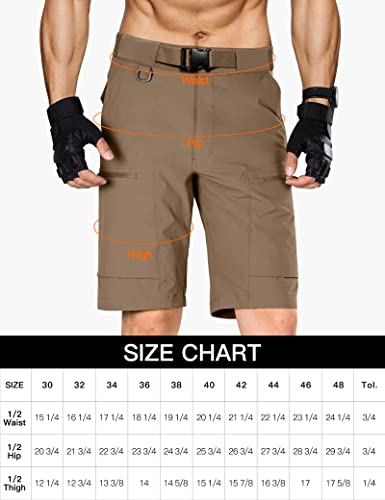 Free Soldier Men's Lightweight Breathable Quick Dry Tactical Shorts Hiking Cargo Shorts Nylon Spandex（Dark Brown 40Wx10L #TOP5