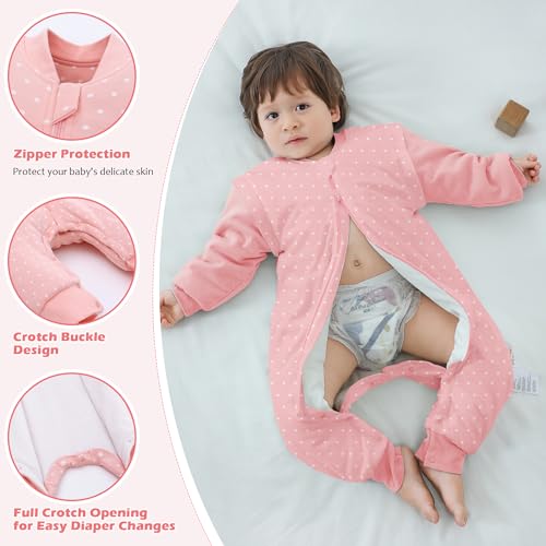 Image of LAT Baby Sleep Bag with Feet Winter, Wearable Blanket, Warm Sack for Toddler Thicken 2.5 TOG-Removable Sleeves
