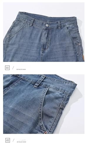 Men's Lyocell Jeans Straight Trousers Loose Wide Breathable Denim Pants Streetwear2