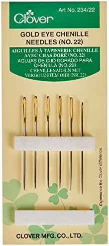 Clover Gold Eye Chenille Needles No. 22, Silver