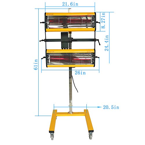 Solary Infrared Paint Curing Lamp, 2100W 110V Short Wave Infrared Paint Baking Lamp, Car Bodywork Paint Repair Tool With Bracket #TOP2