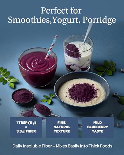 LOOV Wild Blueberry Fibre Powder – Made from Organic Wild Nordic Blueberry (Bilberry) Skins & Seeds (Pomace Powder) – High in Fibre, Source of Protein, Unsweetened, 100g