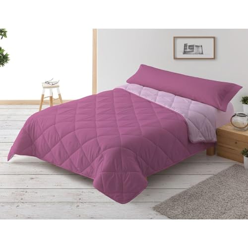 Donegal Collections Edredón Nórdico Cama 80/90-150x220 cm Reversible Bicolor Rosa/Lila - Relleno Nórdico Invierno/Otoño 300 gr/m² - Funda Nórdica Ligera 100% Fibra y Antiácaros