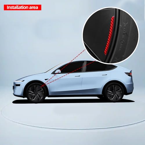 Image of BETTERHUMZ Car Wheel Rim Decal Stripe Compatible with Tesla Model 3 Highland Model Y Juniper Model S X Carbon Fiber Performance Emblem Reflective Sticker Exterior Accessories (Red)