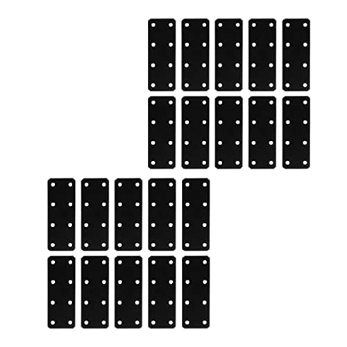 GLEAVI 20 Piezas láminas de hierro reparar Perforar departamento braguero soportes de montaje extensor soportes de refuerzo plano riostra recta conector de placa de unión planchar Black