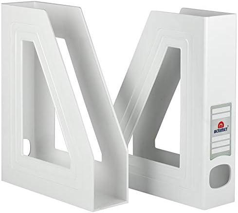 Acrimet Magazine File Holder Rack Organizer (Plastic) (White Color) (2 Pack)