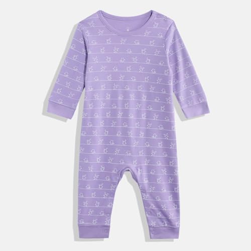 Image of Mothercare Girls Autumn Charm Printed Full Sleeve All-In-One Romper | Soft Cotton Jumpsuit Bodysuit for Baby & Toddler | (Pack of 2)
