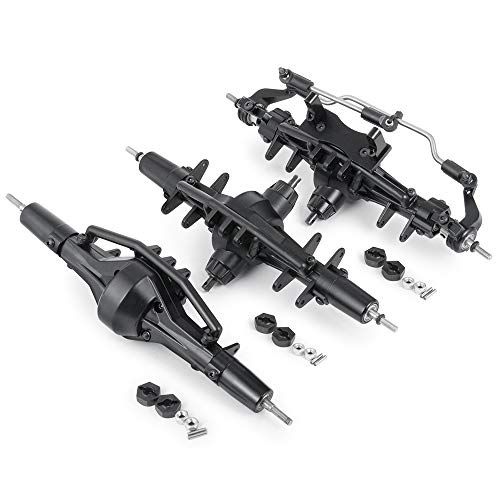 Que-T Complete Aluminium Alloy Front Middle Rear Axle for 1/10 RC Crawler Car SCX10 90021 90027 90028 (1 Set)