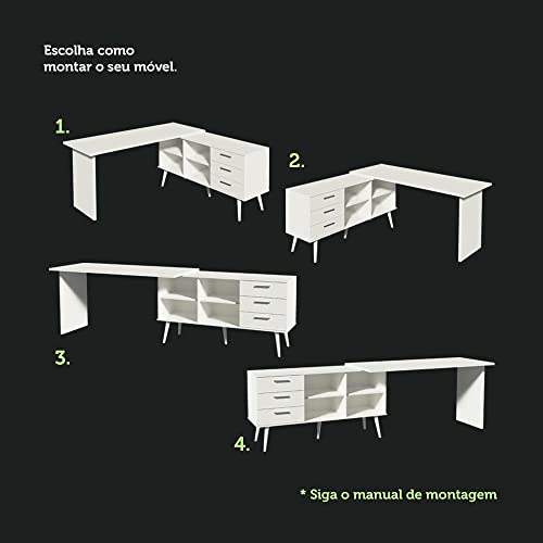 Escrivaninha Mesa de Escritório de Canto 3 Gavetas Lisboa Madesa