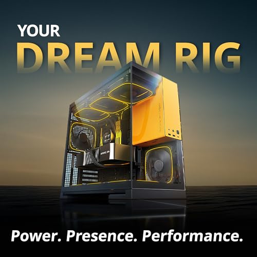 Image of Geometric Future M5 Tempered Glass Mid Tower, E-ATX /ATX Gaming Case, 1.2mm Steel, Type C, Toolless Panels, Support 420 /360 Radiator, Dual-Chamber, Black /Yellow, GEO-M5-BY