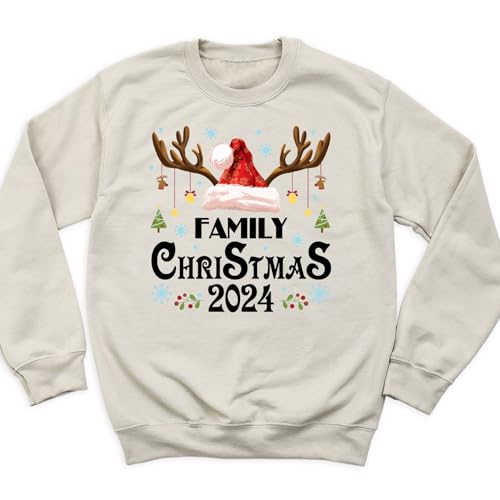 Cute Deer Xmas Sweater & Matching Family Christmas Hoodies - Funny Santa Hat Xmas Outfit