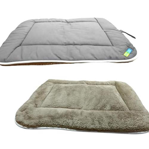 Image of Dog Bed Mat for Dogs & Cats | Soft, Washable, Lightweight & Waterproof Pet Cushion | Durable, Anti-Slip, Reversible Sleeping Mat for Puppies & Cats Size (24 x 18) (Grey)